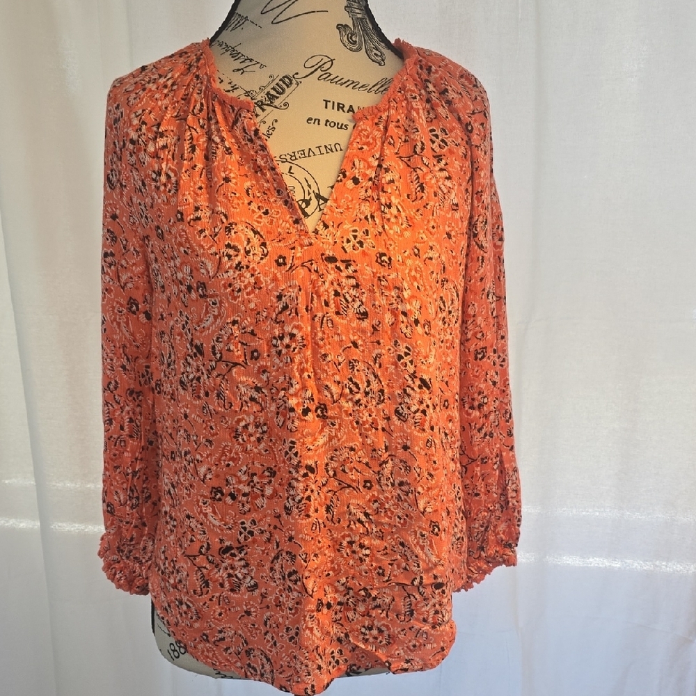 Wit & Wisdom‎ Vibrant Orange Floral Blouse